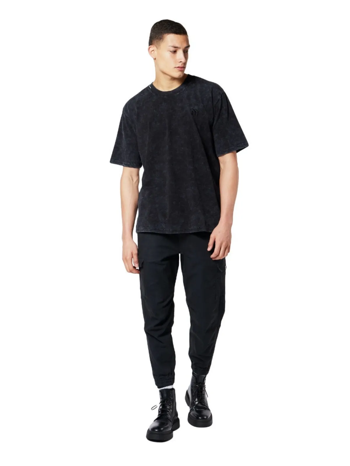 Acid Wash M T-Shirt Asphalt | BLACK