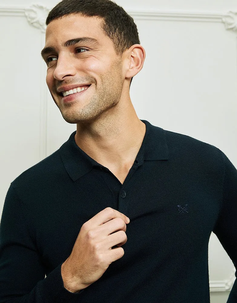 Crew Clothing Merino Long Sleeve Polo Shirt