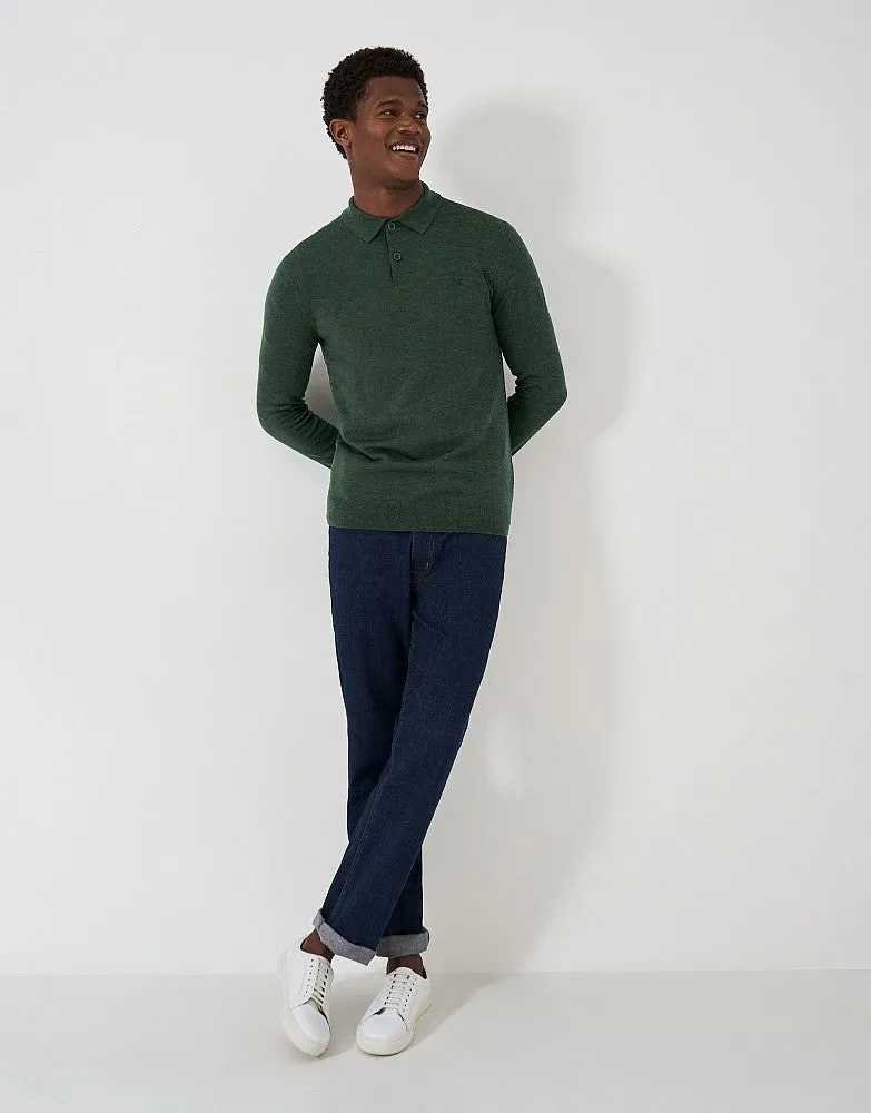 Crew Clothing Merino Long Sleeve Polo Shirt