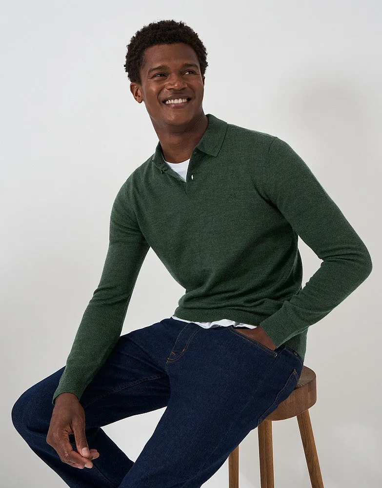Crew Clothing Merino Long Sleeve Polo Shirt