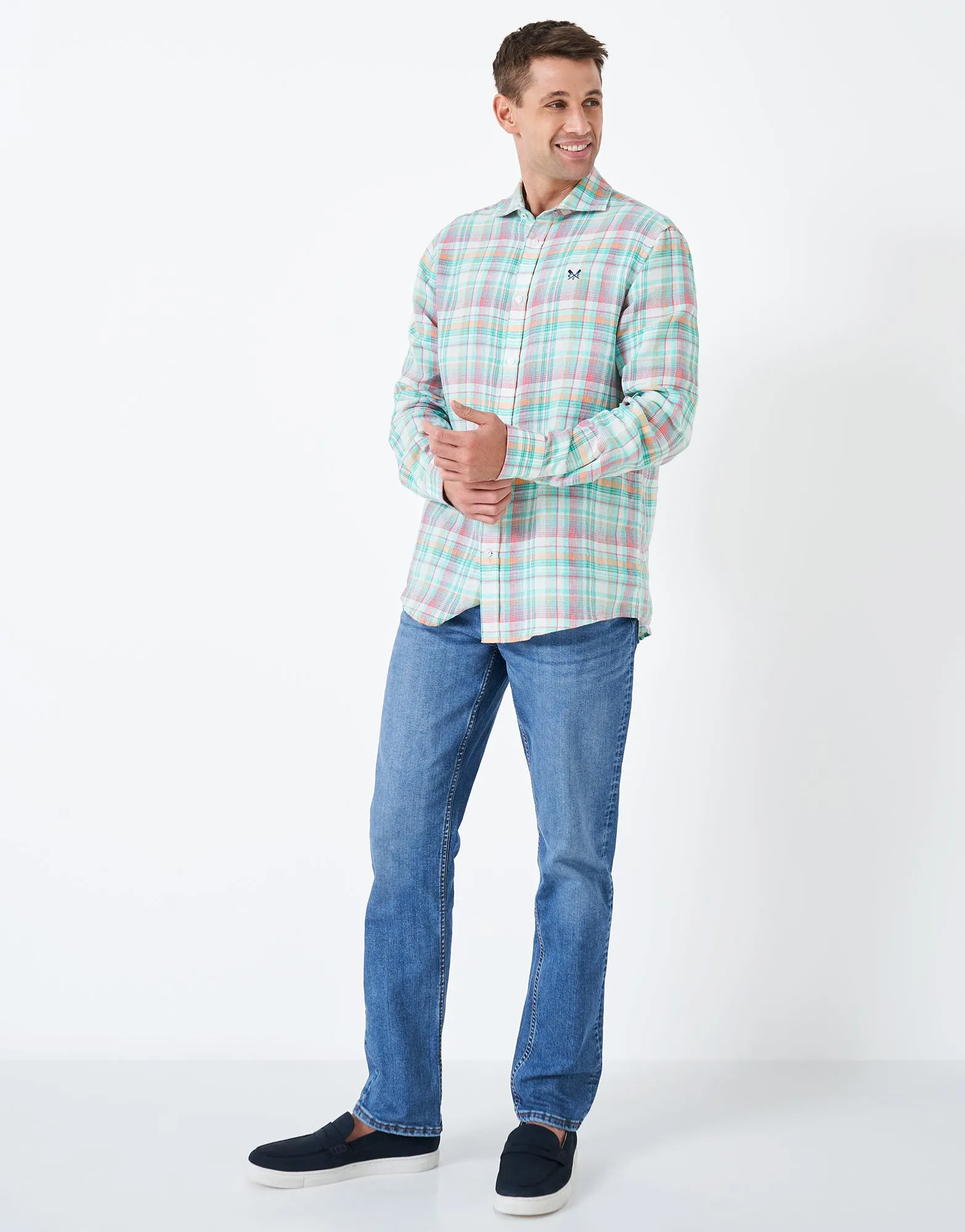 Crew Clothing Multi Check Linen Shirt
