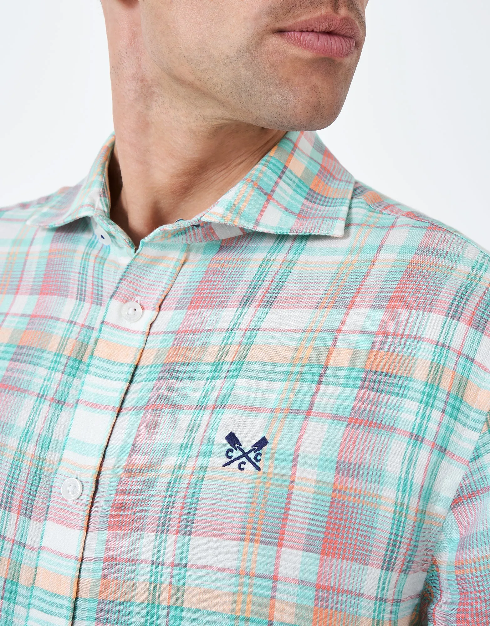 Crew Clothing Multi Check Linen Shirt