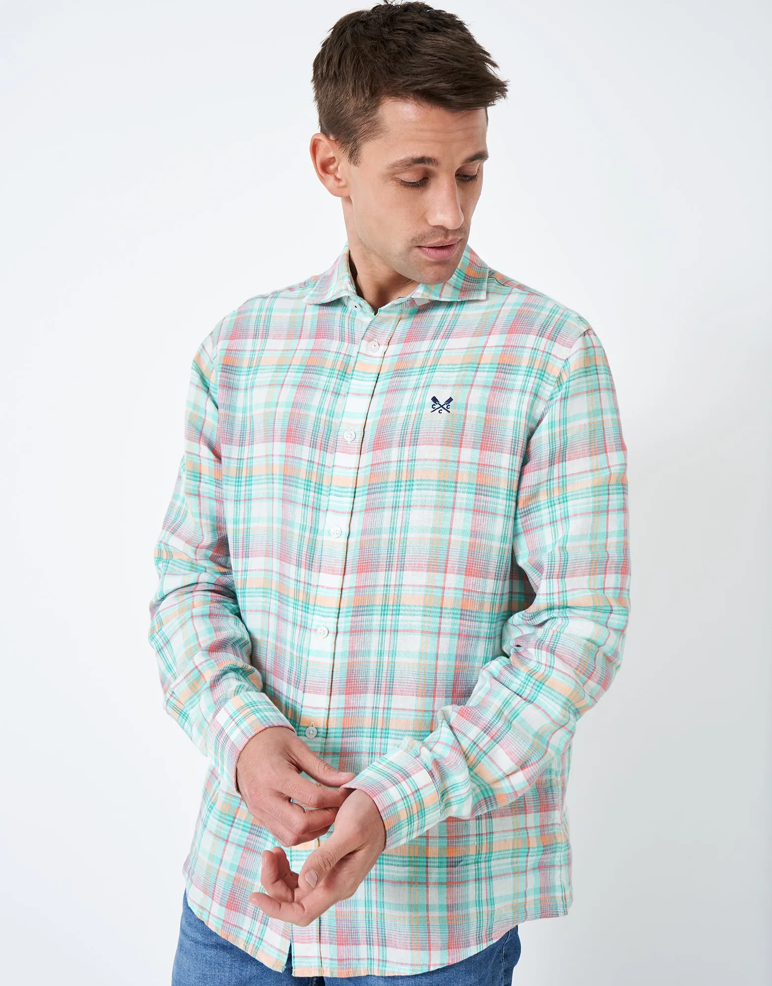 Crew Clothing Multi Check Linen Shirt