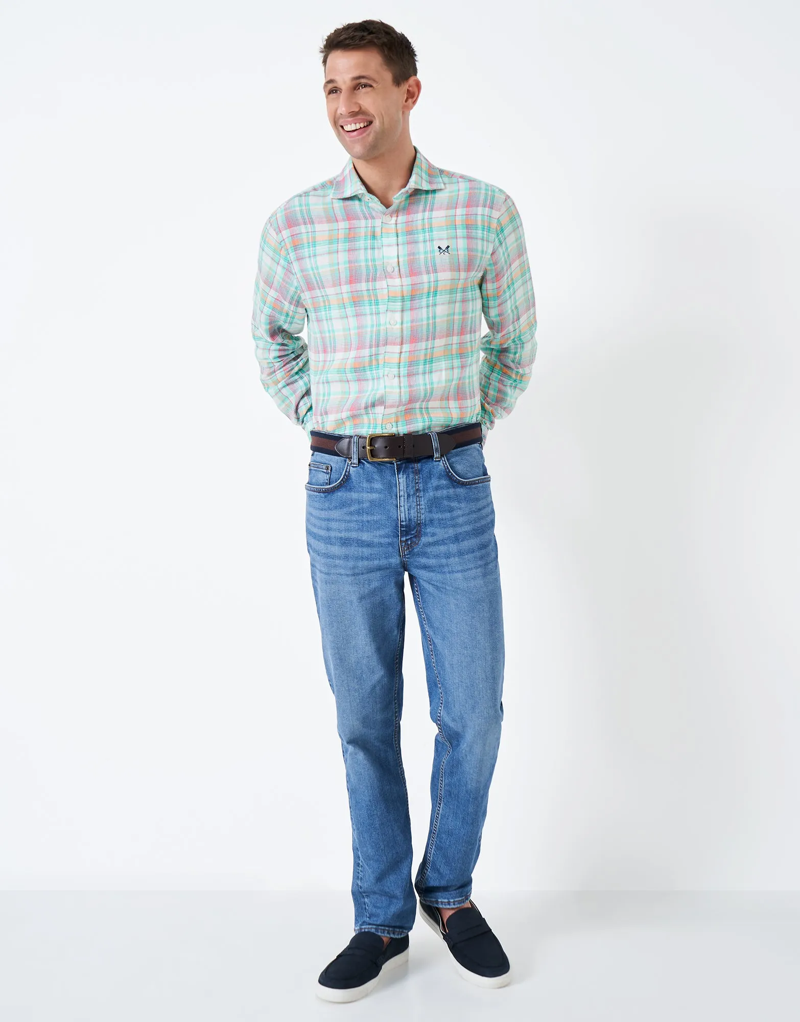 Crew Clothing Multi Check Linen Shirt