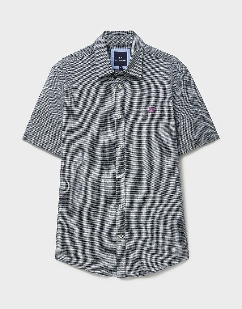 Crew Clothing Short Sleeve Puppytooth Linen Shirt