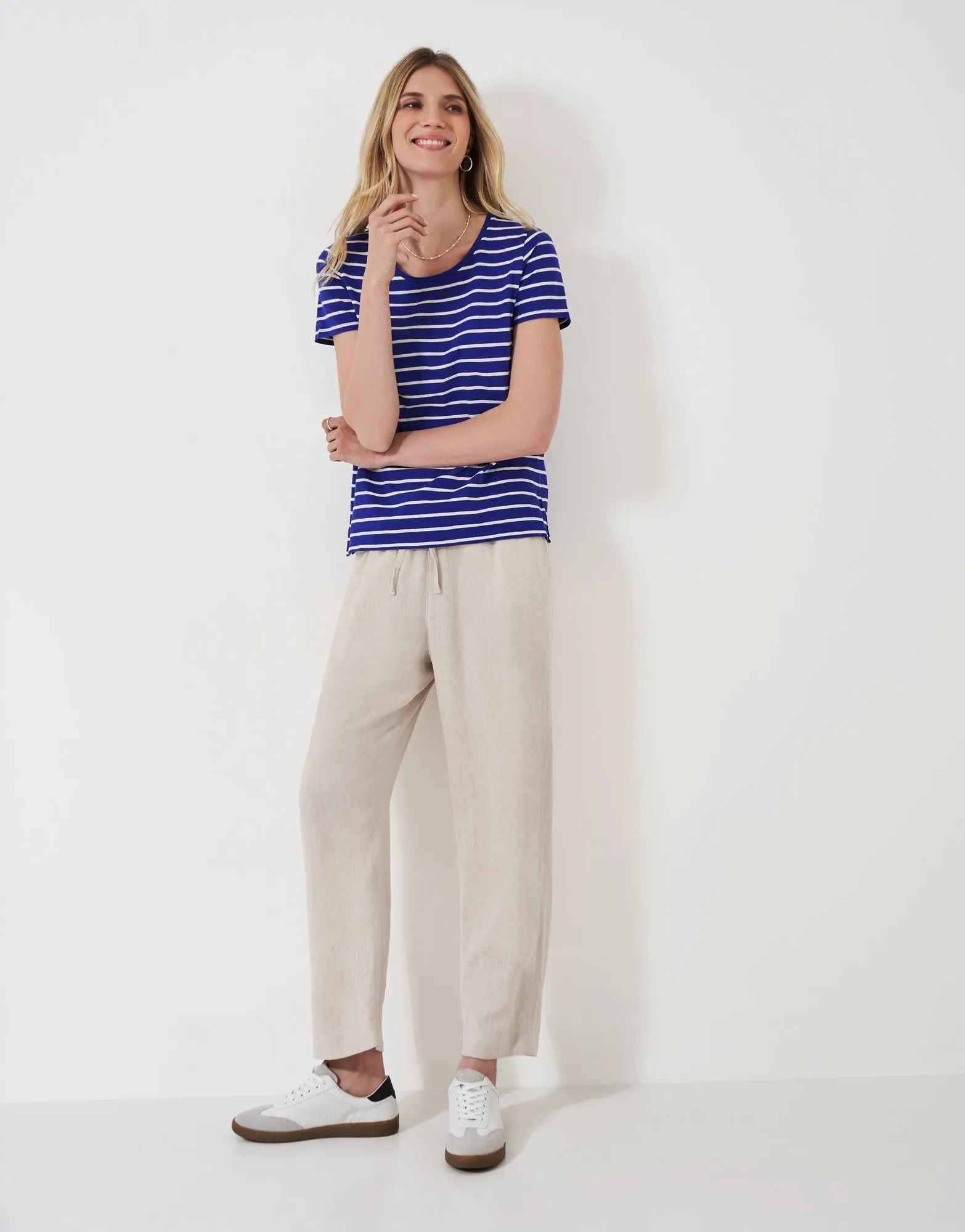 Crew Clothing Short Sleeve Scoop Slub Stipe T-Shirt