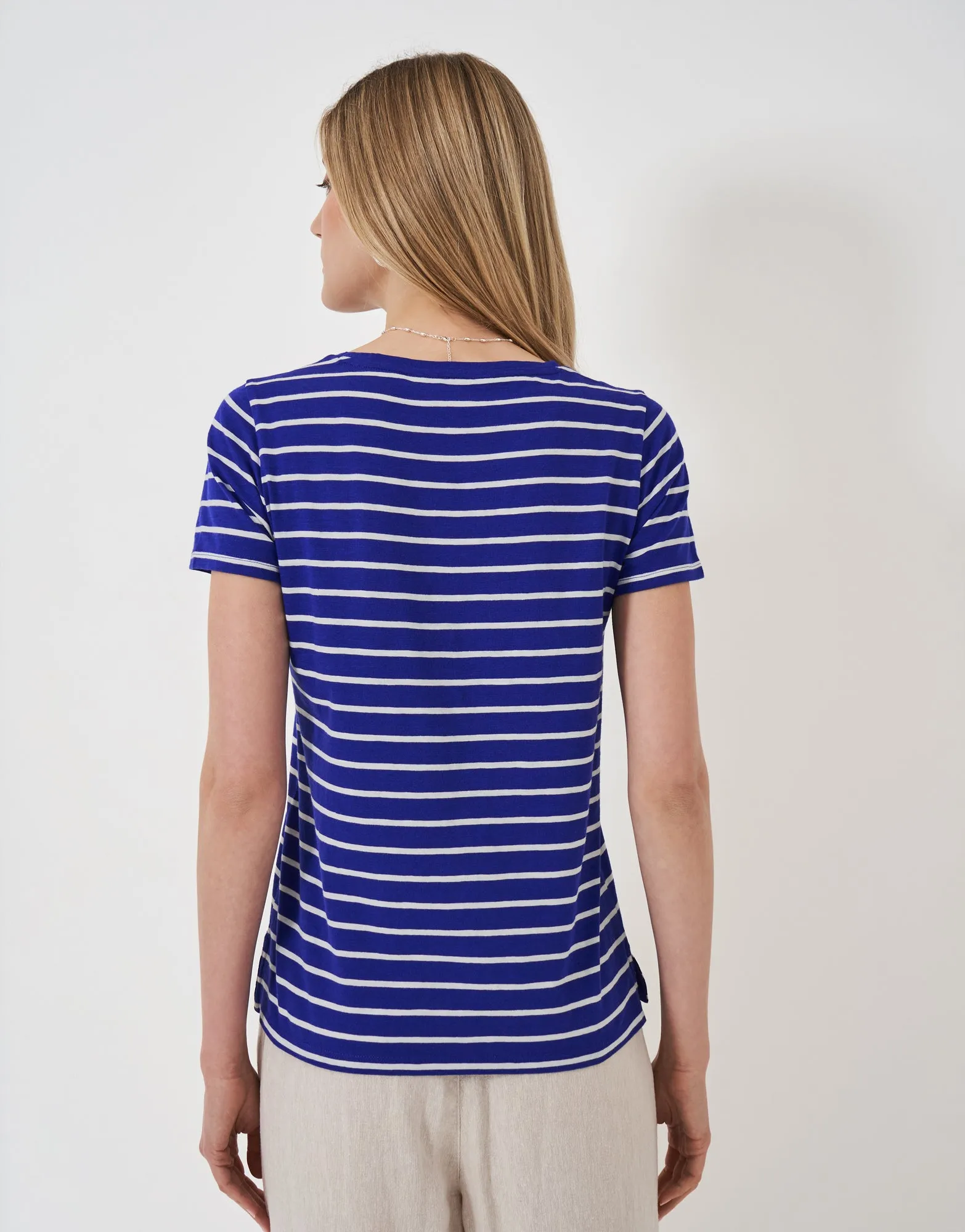 Crew Clothing Short Sleeve Scoop Slub Stipe T-Shirt