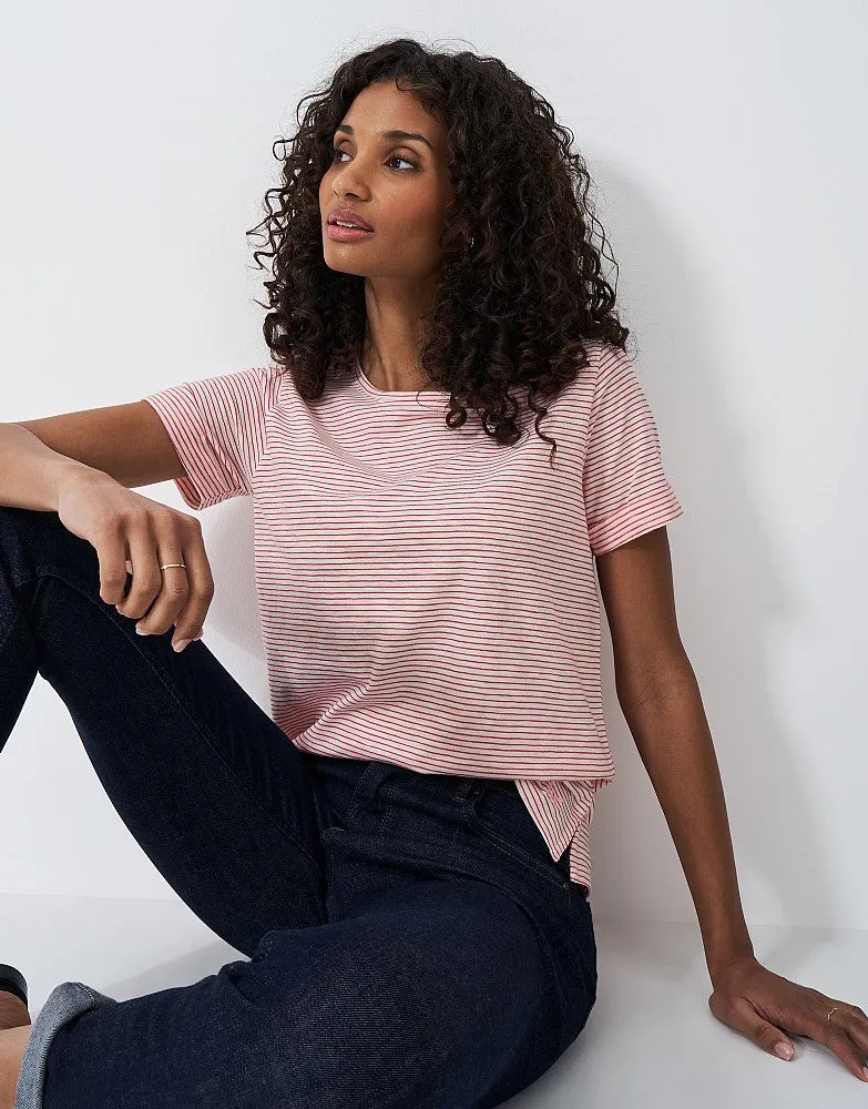 Crew Clothing Stripe Crew Neck Slub T-Shirt