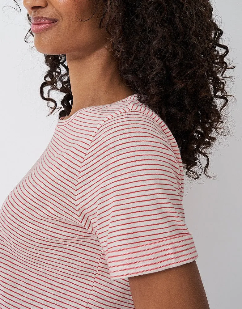 Crew Clothing Stripe Crew Neck Slub T-Shirt