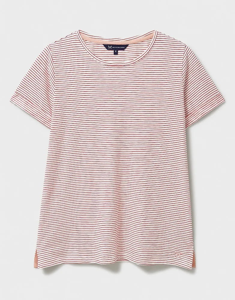 Crew Clothing Stripe Crew Neck Slub T-Shirt
