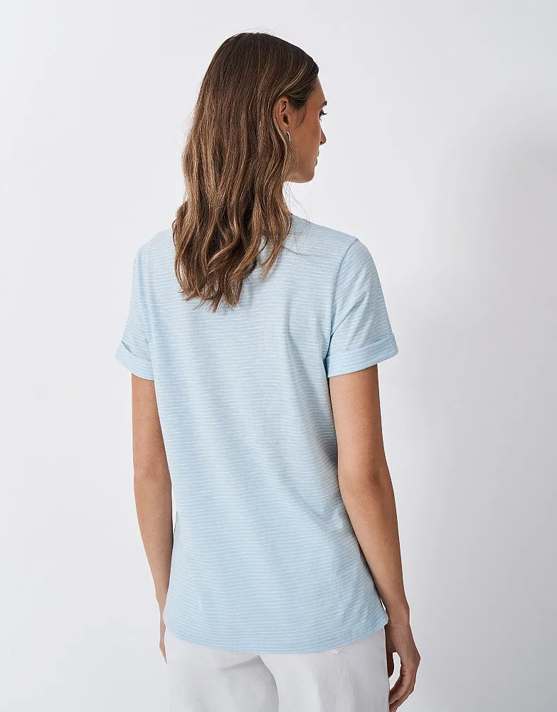 Crew Clothing Stripe Crew Neck Slub T-Shirt