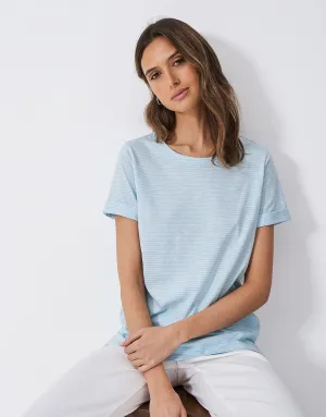 Crew Clothing Stripe Crew Neck Slub T-Shirt