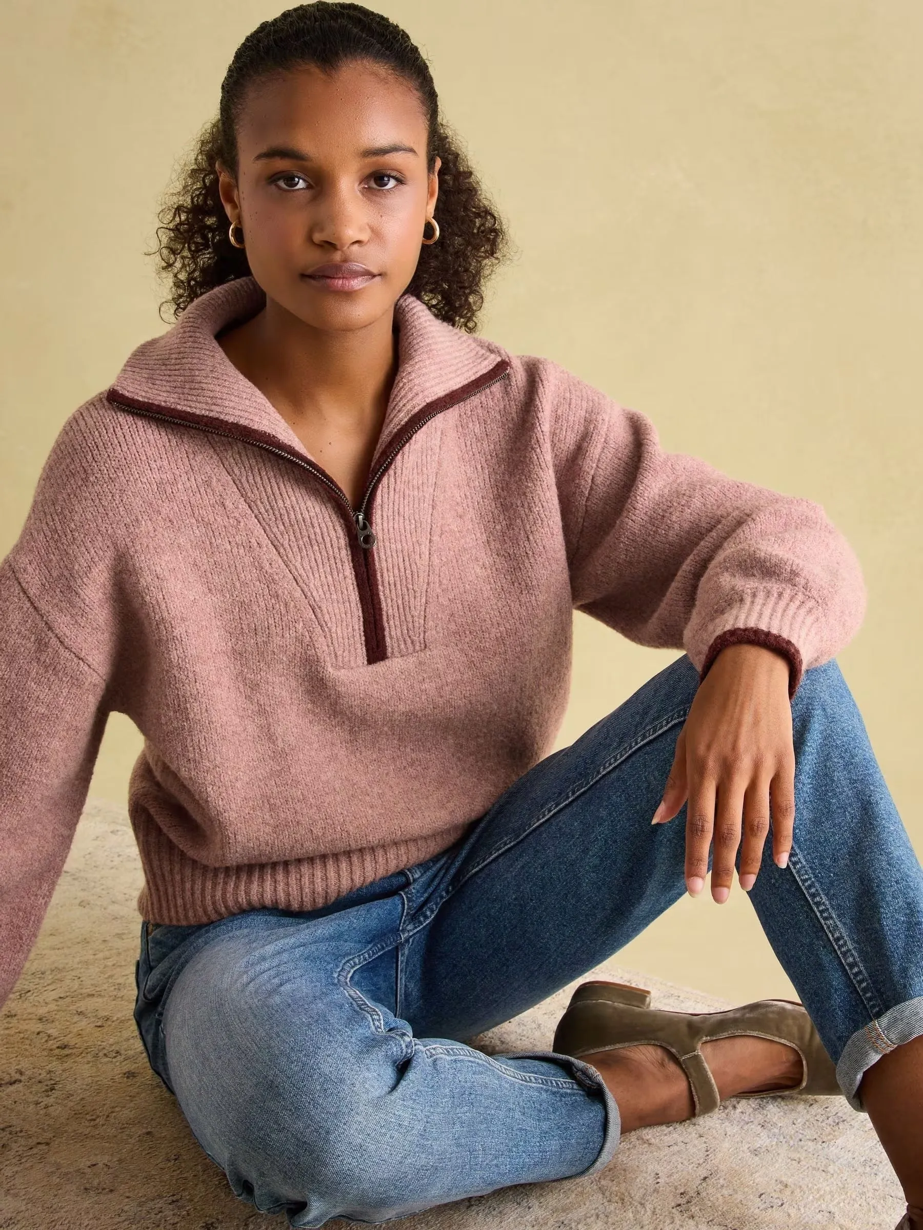 Joules Elmore Knitted Quarter Zip Jumper