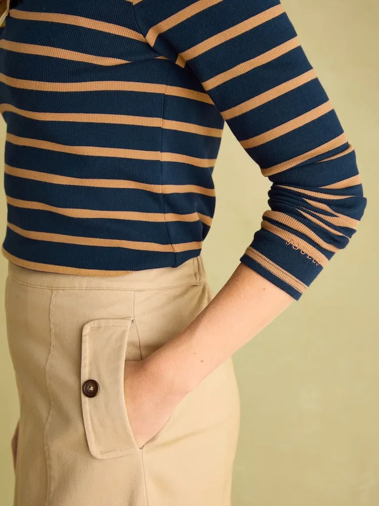 Joules Fairfield Long Sleeve Ribbed Polo Shirt