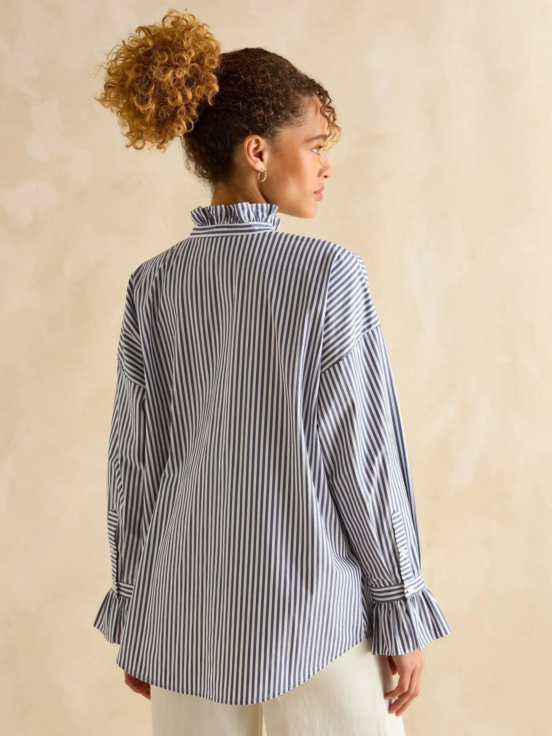 Joules Mae Relaxed Fit Frill Neck Shirt