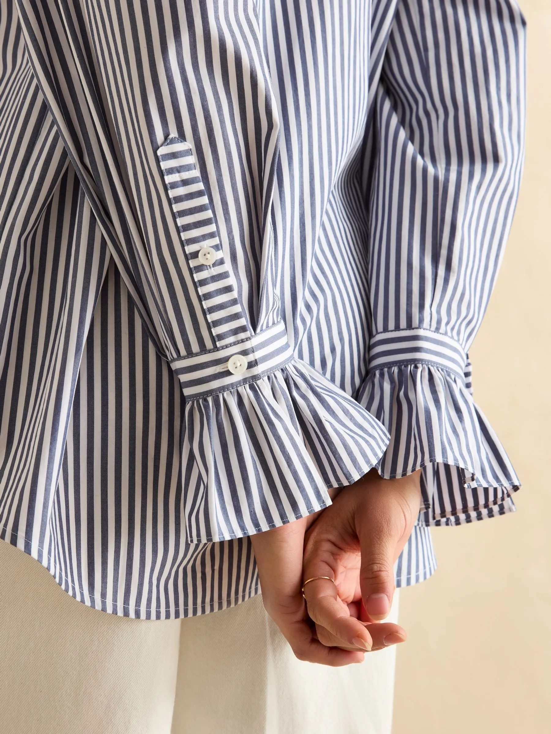 Joules Mae Relaxed Fit Frill Neck Shirt
