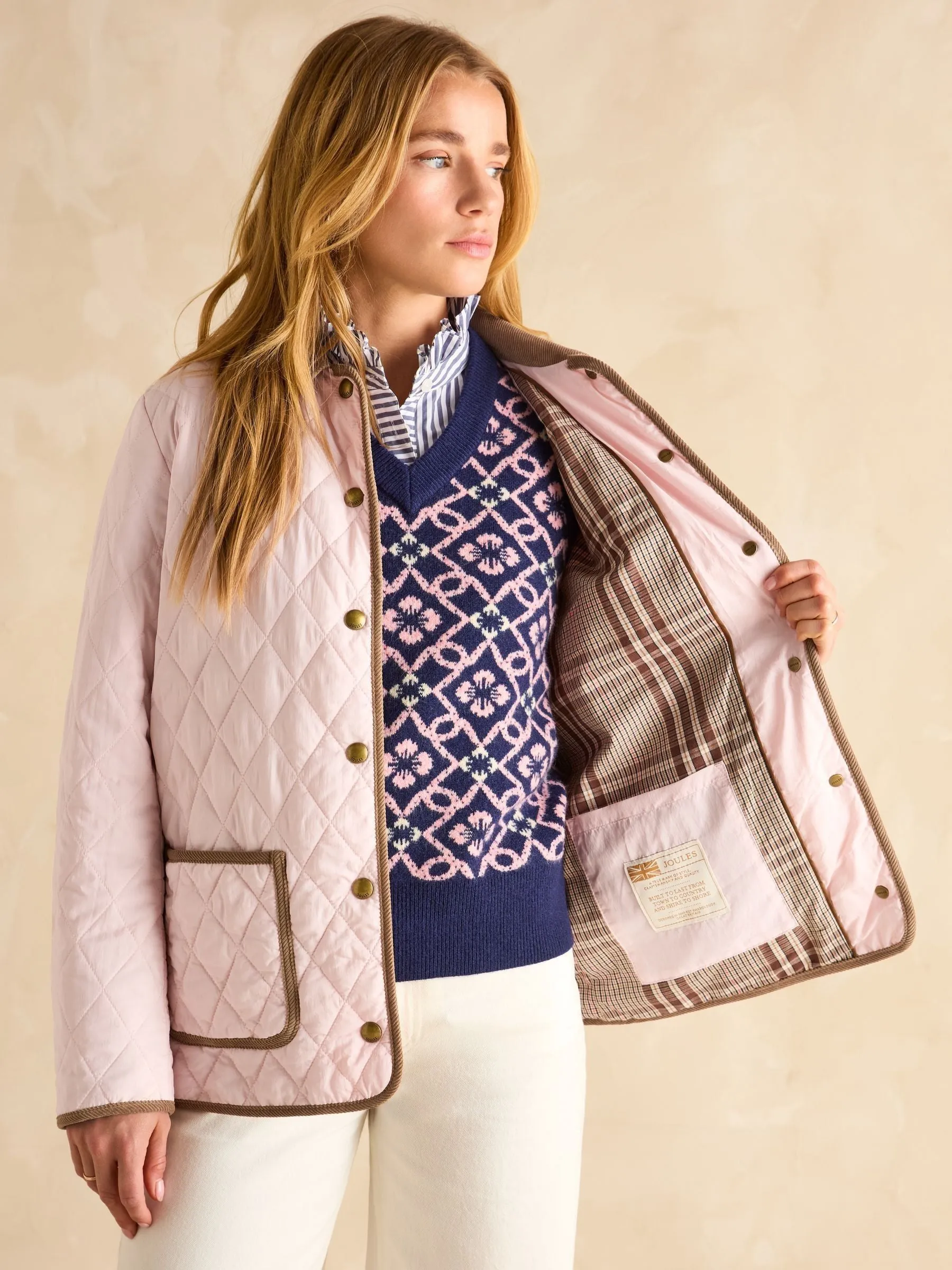 Joules Quinn Showerproof Diamond Quilted Coat