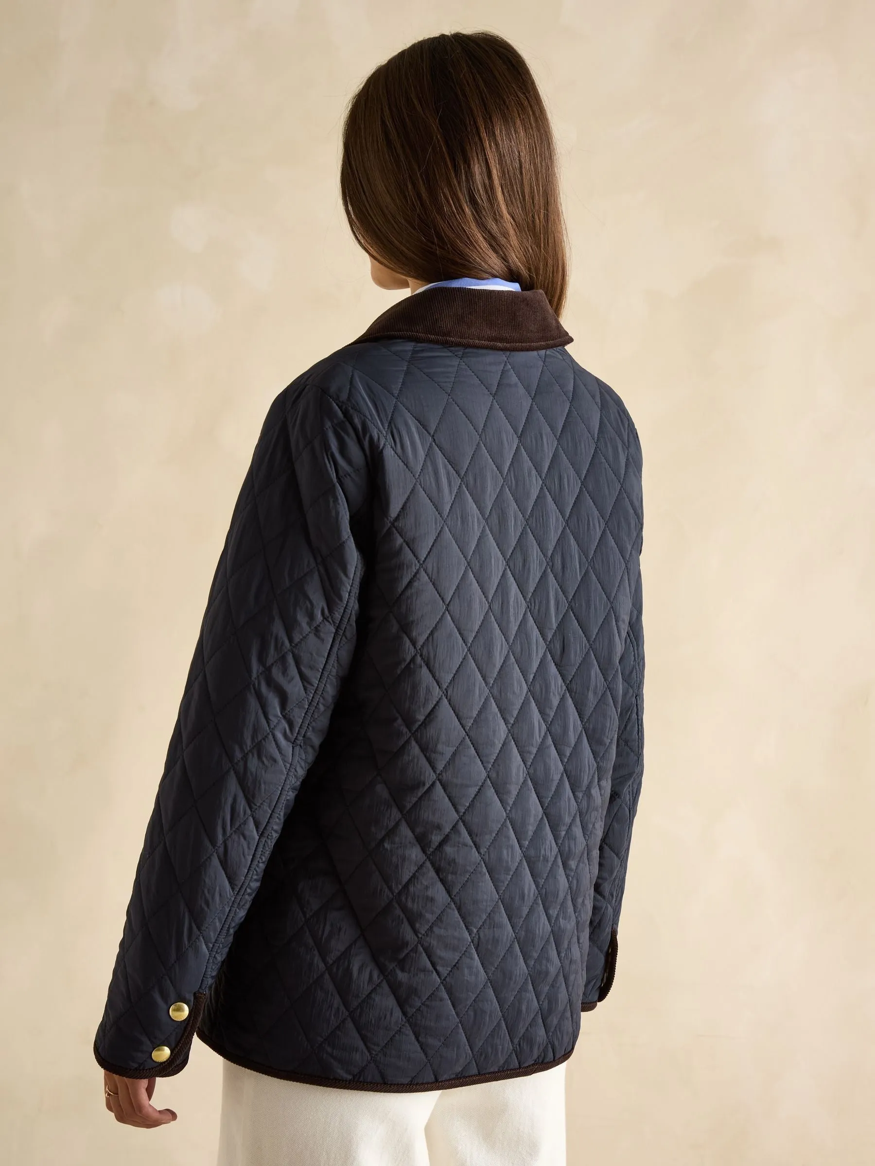 Joules Quinn Showerproof Diamond Quilted Coat