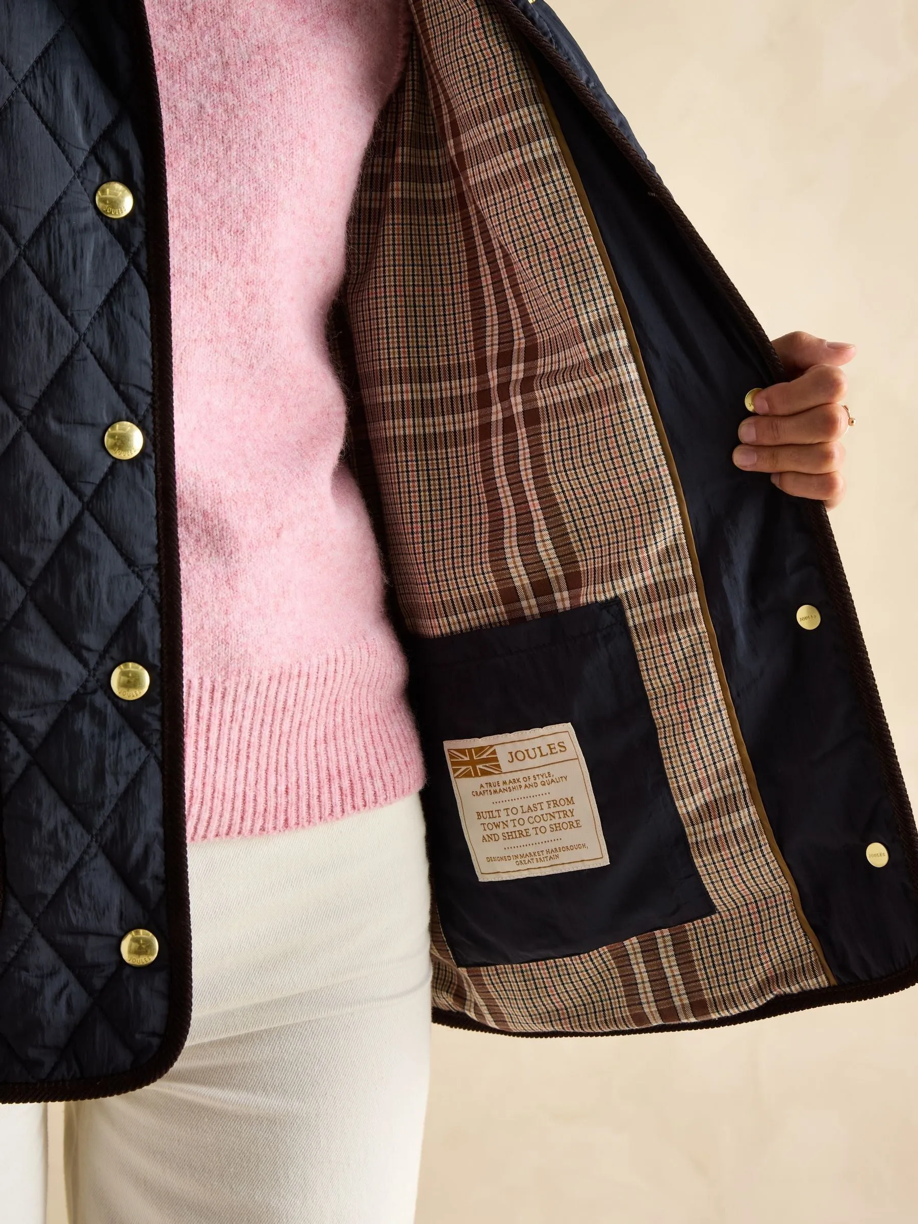 Joules Quinn Showerproof Diamond Quilted Coat