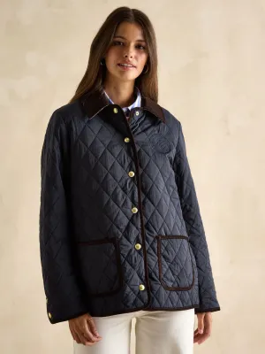 Joules Quinn Showerproof Diamond Quilted Coat