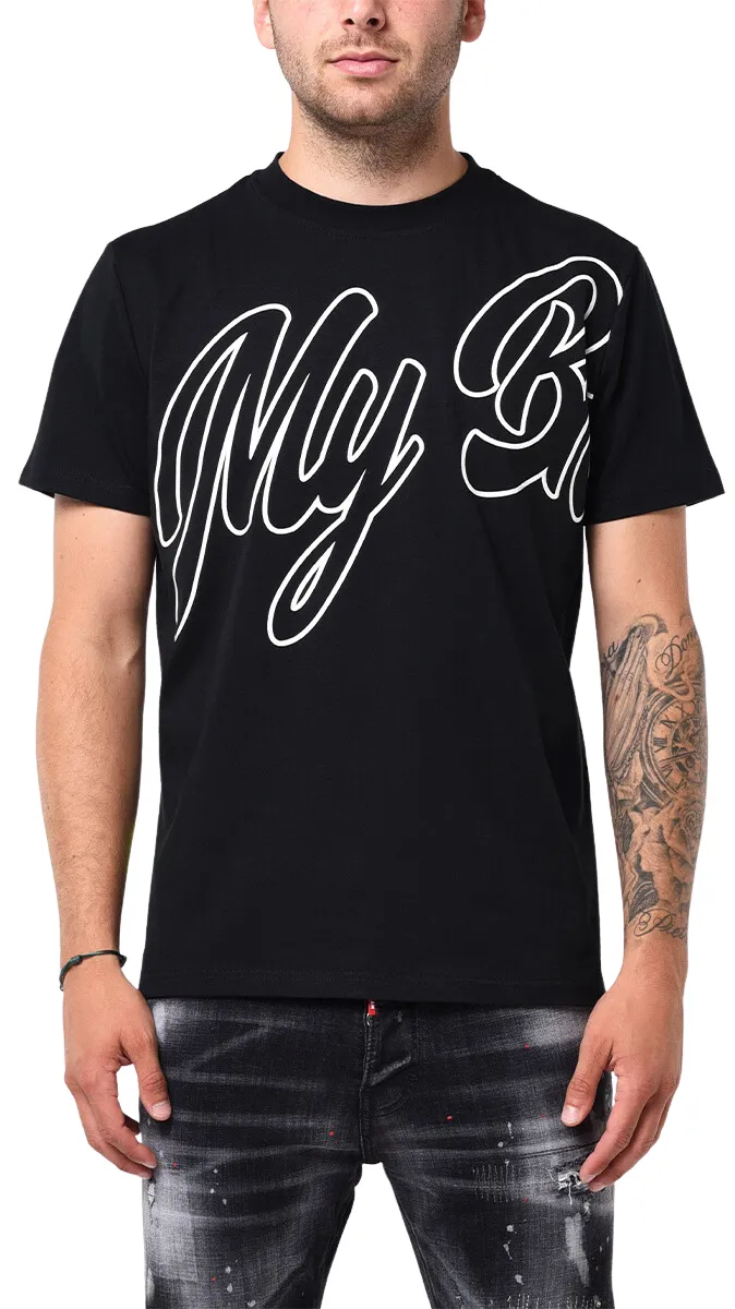 MB LOGO WHITE SILLICON PRINT TSHIRT | BLACK