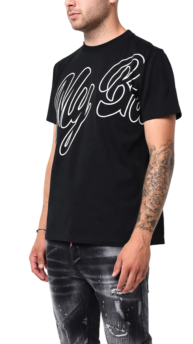 MB LOGO WHITE SILLICON PRINT TSHIRT | BLACK