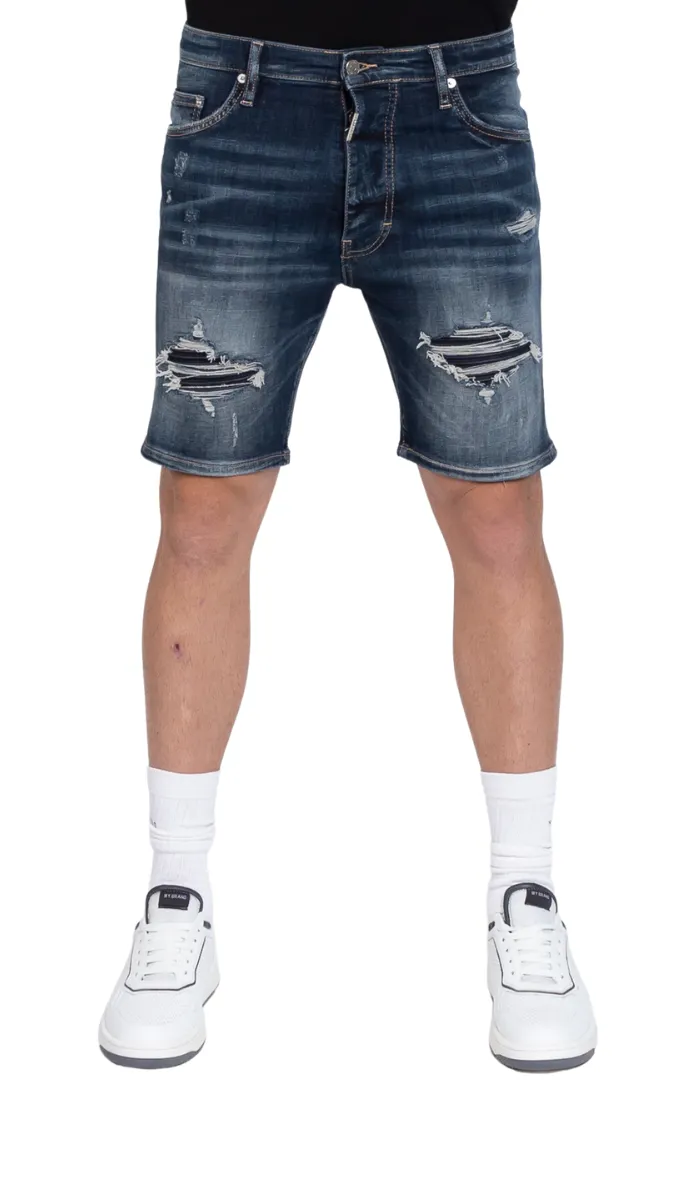 MB Skinny Blue Short Jeans Destroyed | DENIM