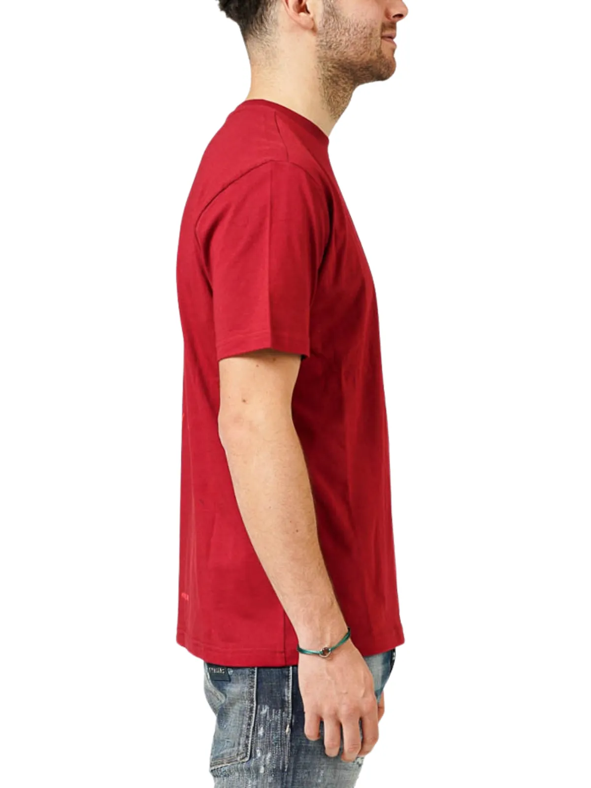 MY BRAND LOGO UPSIDE DOWN CHEST BURGUNDY T-SHIRT | CAMEL