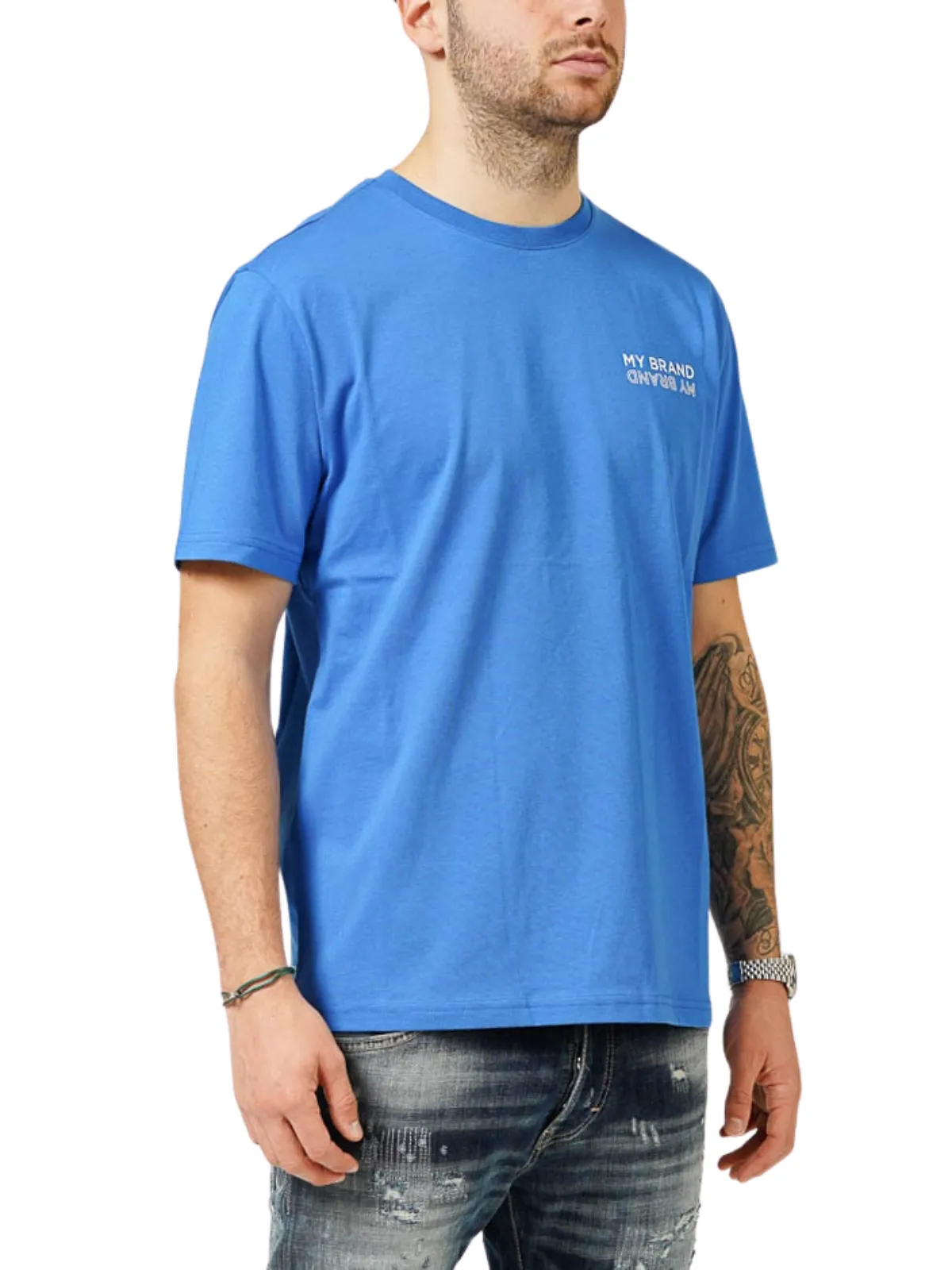 MY BRAND UPSIDE DOWN CHEST KOBALT T-SHIRT | KOBALT BLUE