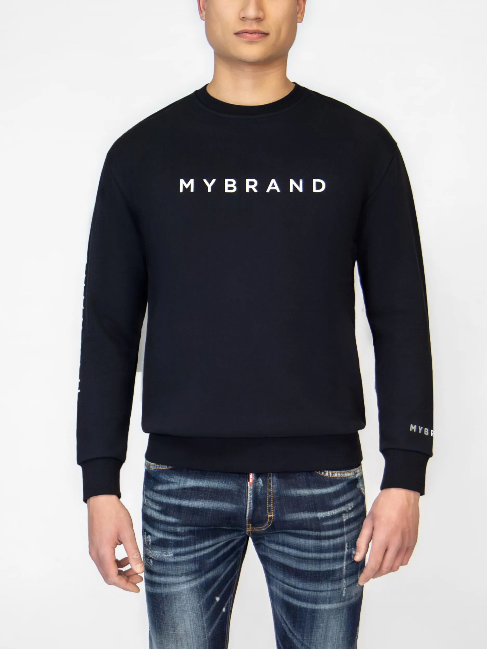 MYBRAND ALLOVER BRANDING SWEATER | BLACK