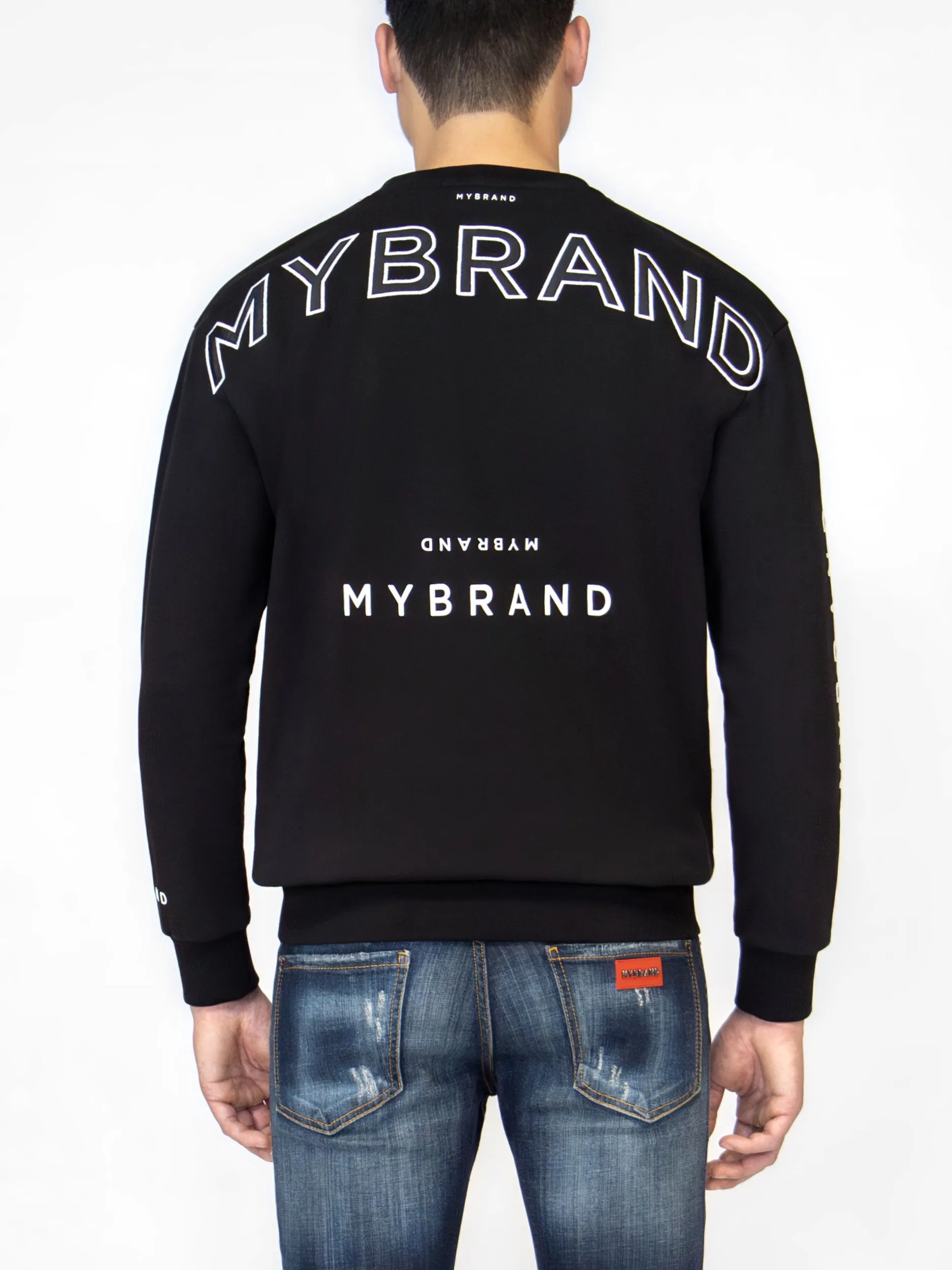 MYBRAND ALLOVER BRANDING SWEATER | BLACK