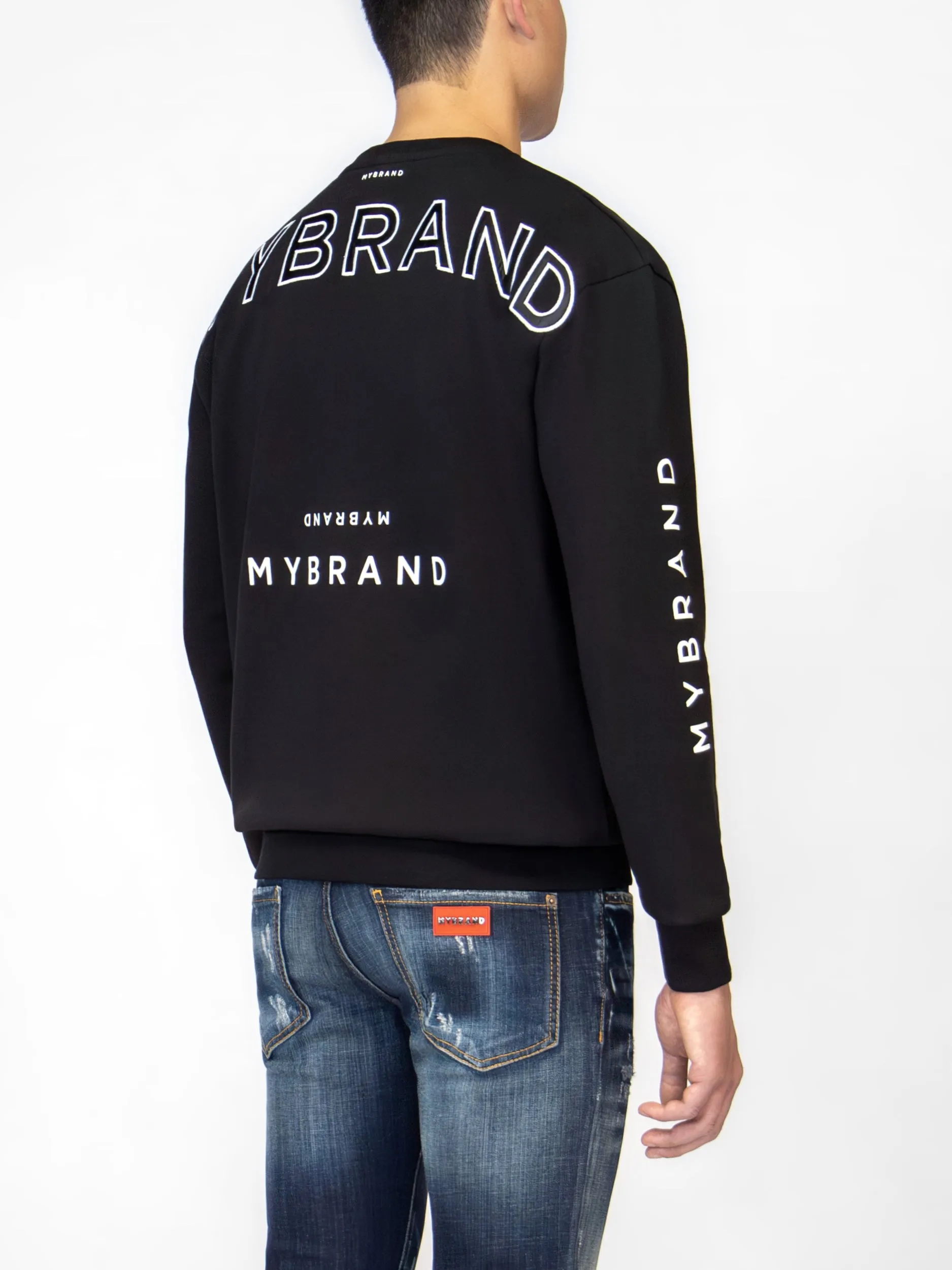 MYBRAND ALLOVER BRANDING SWEATER | BLACK