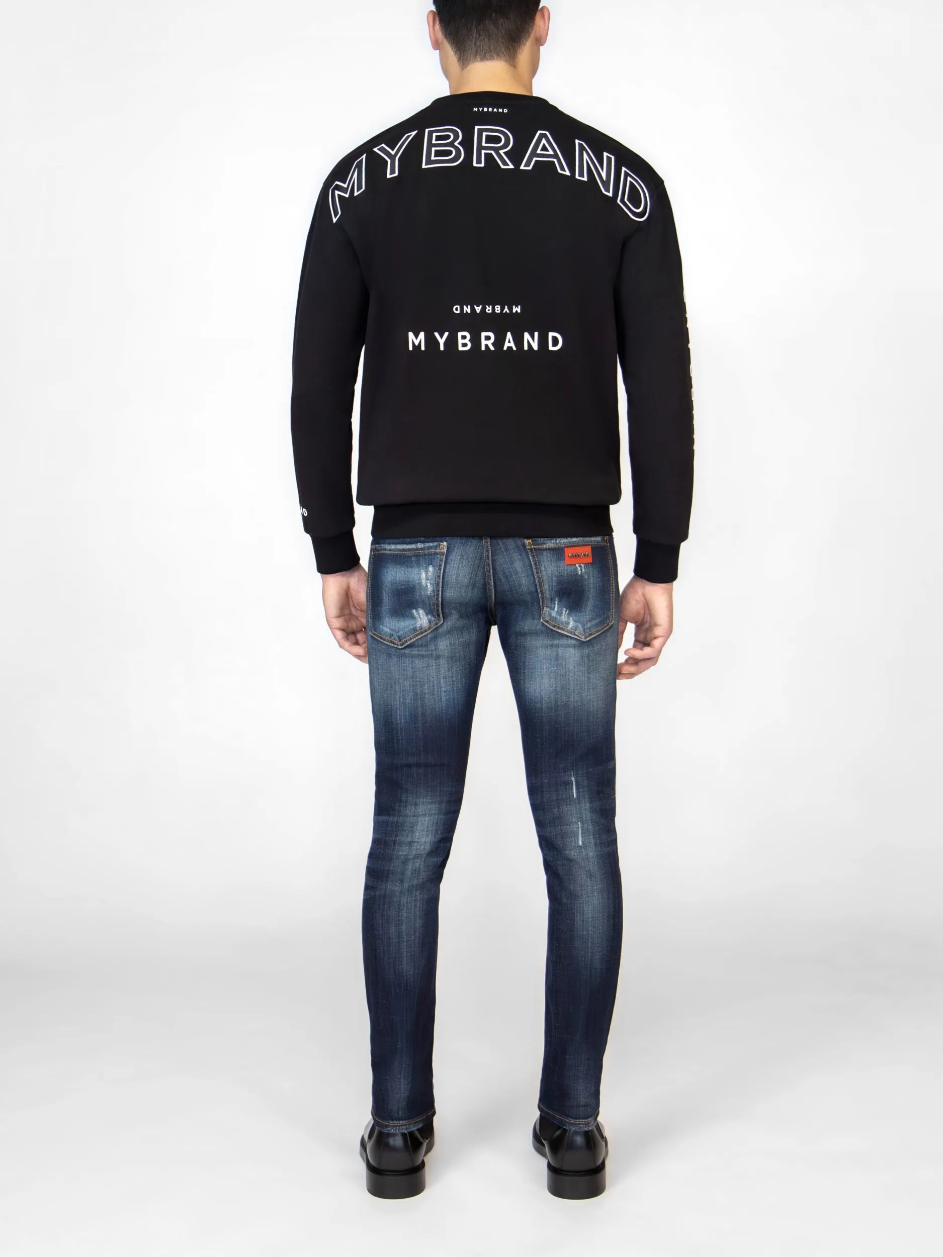 MYBRAND ALLOVER BRANDING SWEATER | BLACK
