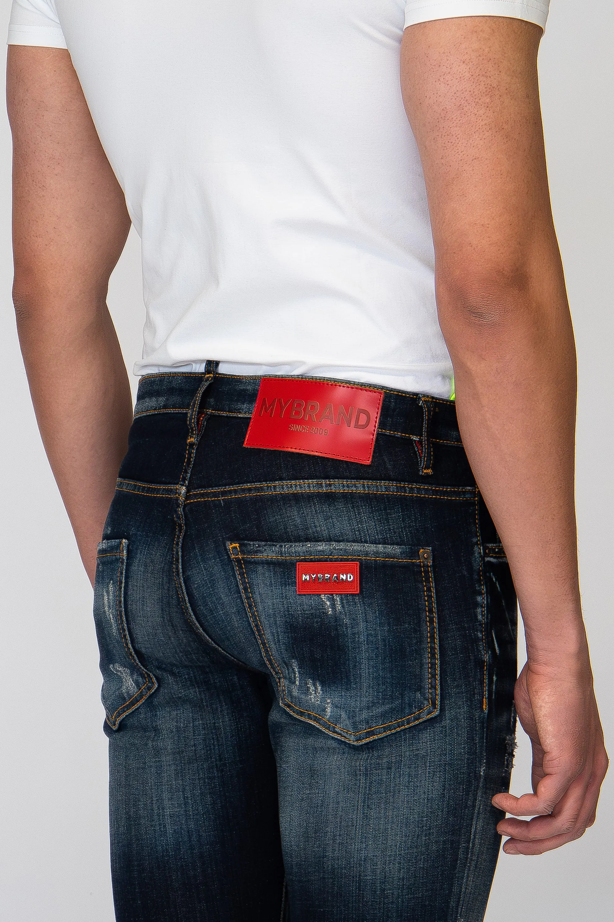 MYBRAND RED ON BLUE JEANS | BLUE