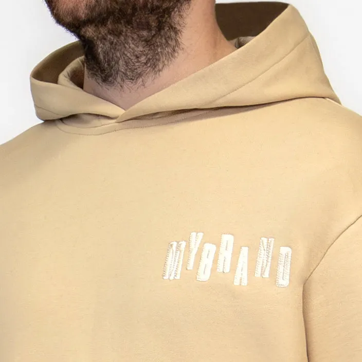 MYBRAND SILK LETTERING HOODIE | BEIGE