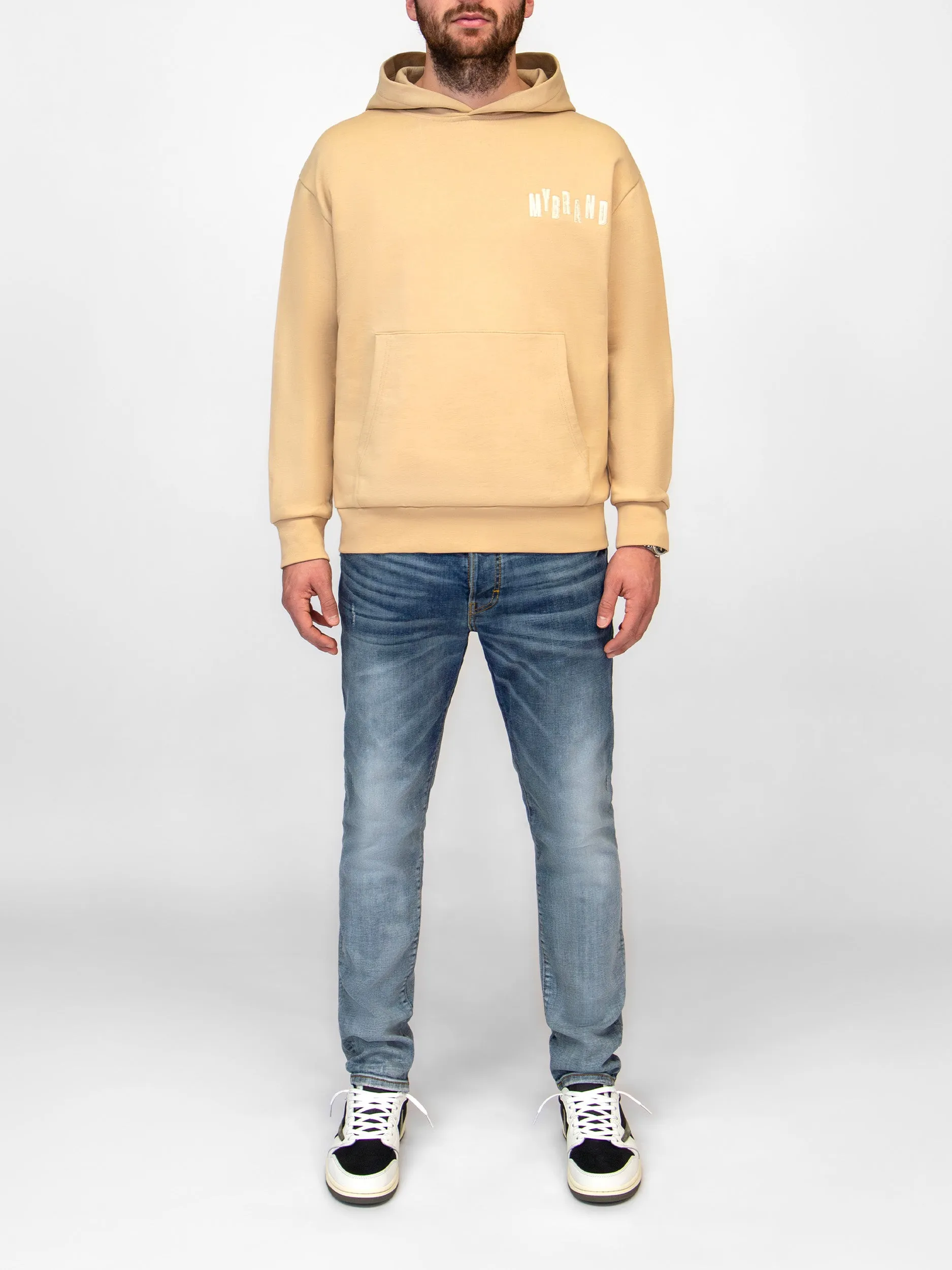 MYBRAND SILK LETTERING HOODIE | BEIGE
