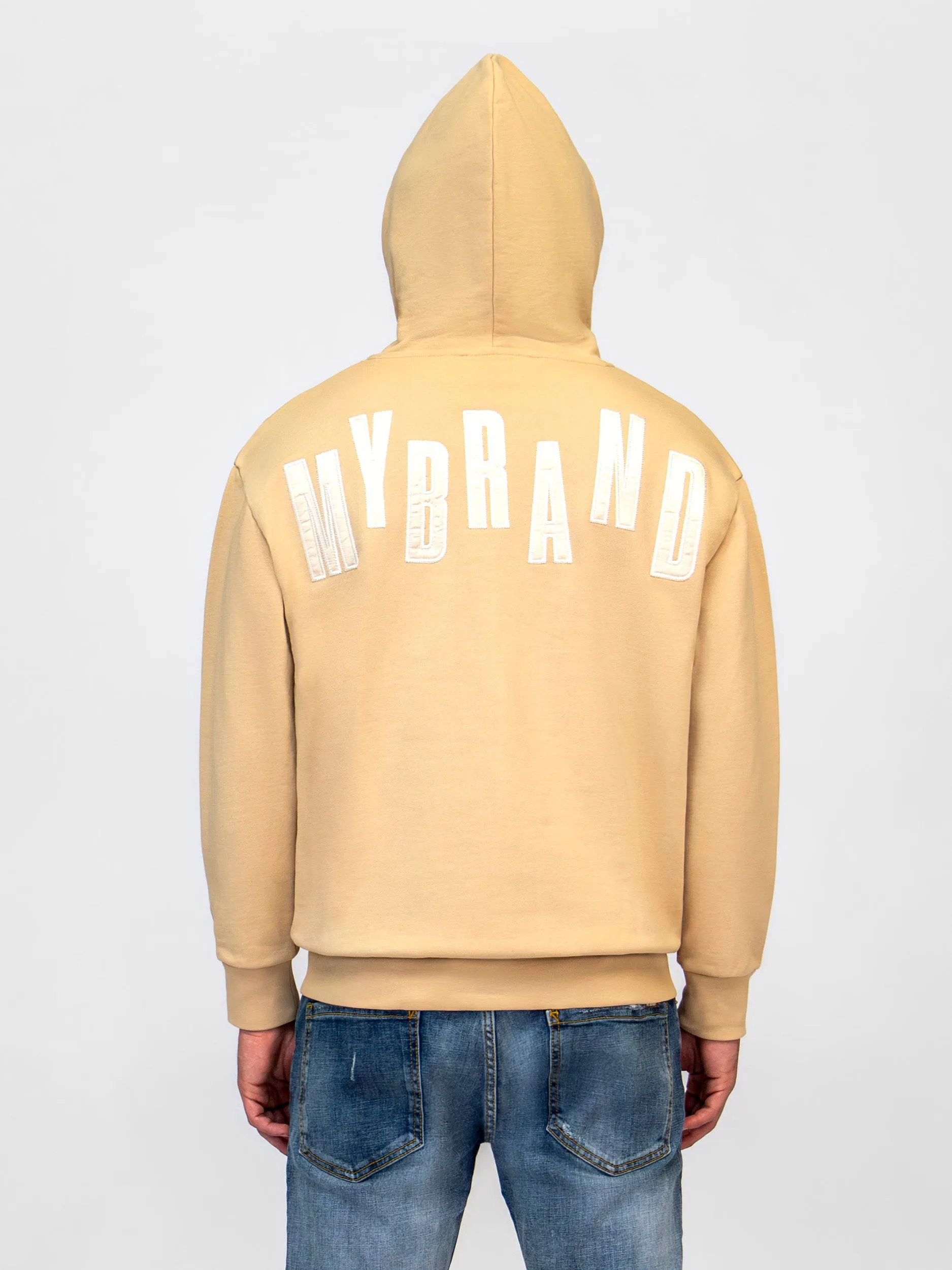 MYBRAND SILK LETTERING HOODIE | BEIGE