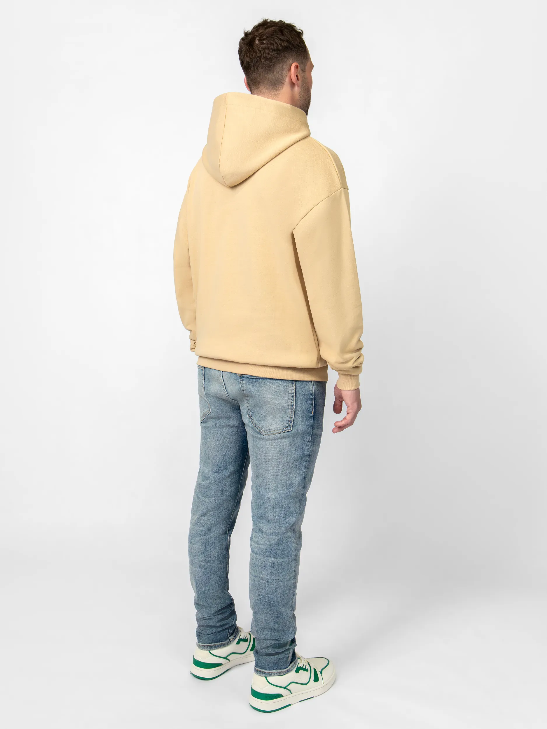 MYBRAND STRASS LETTERING HOODIE | BEIGE