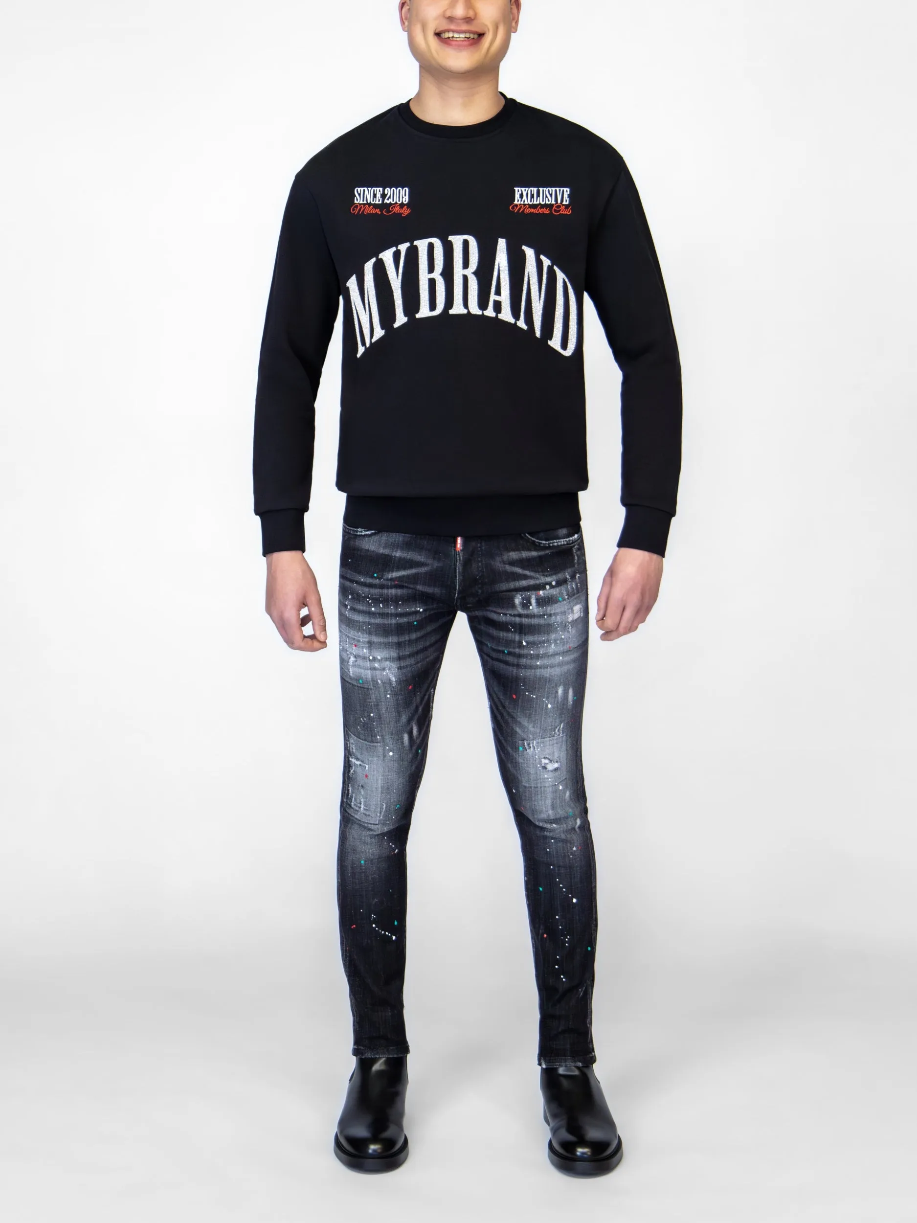 MYBRAND STRASS MILAN MEMBERS CLUB SWEATER | BLACK