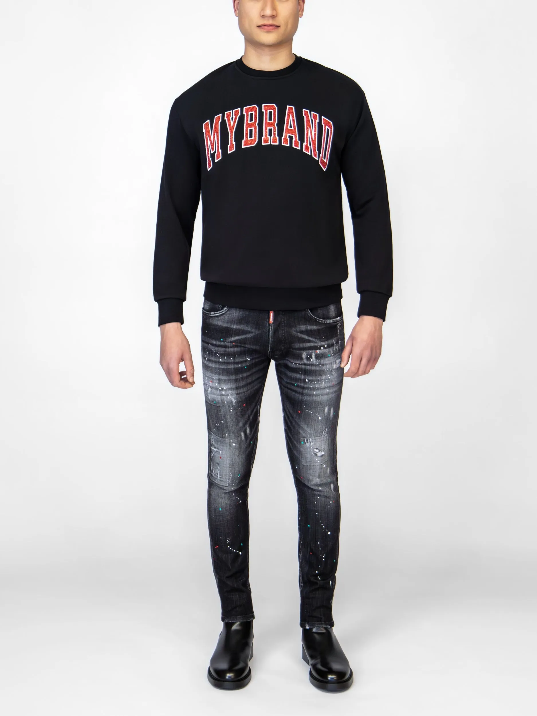 MYBRAND STRASS VARSITY RED COLLEGE SWEATER | BLACK