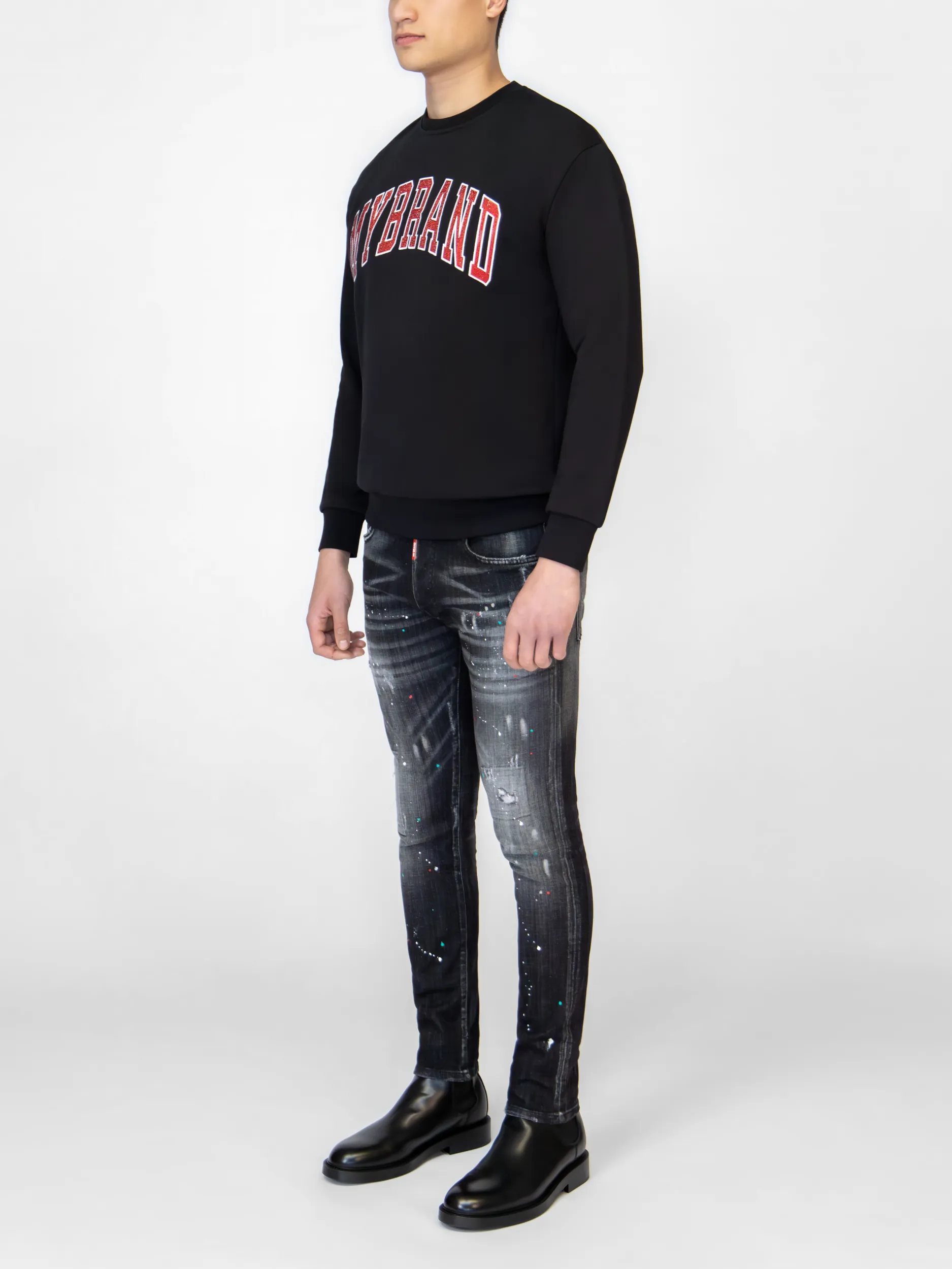 MYBRAND STRASS VARSITY RED COLLEGE SWEATER | BLACK