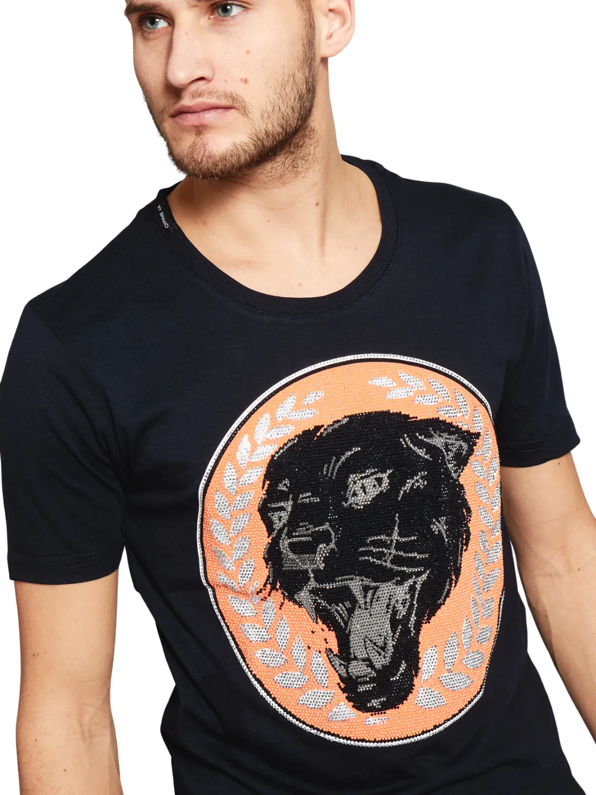 NEON CIRCLE PANTHER T-SHIRT | NAVY