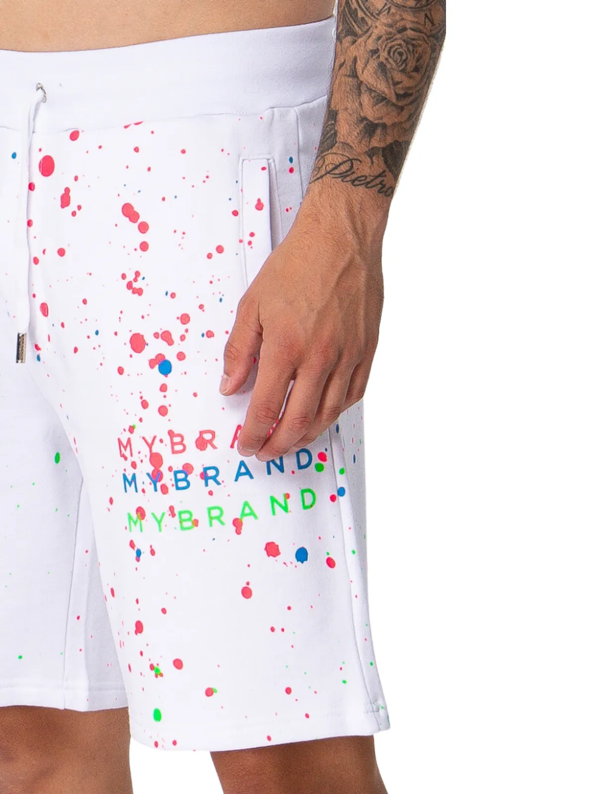 Neon Paint Splash MB Short White | WHITE