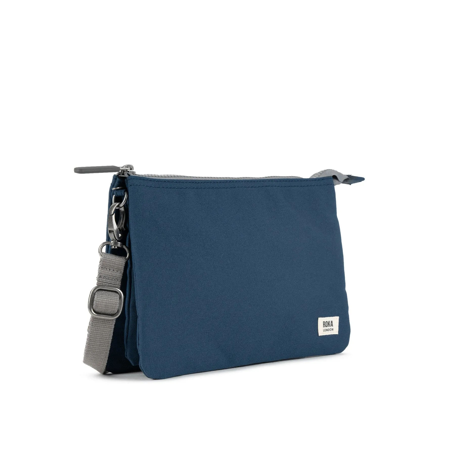 ROKA Carnaby XL Recycled Canvas Deep Blue Crossbody Bag