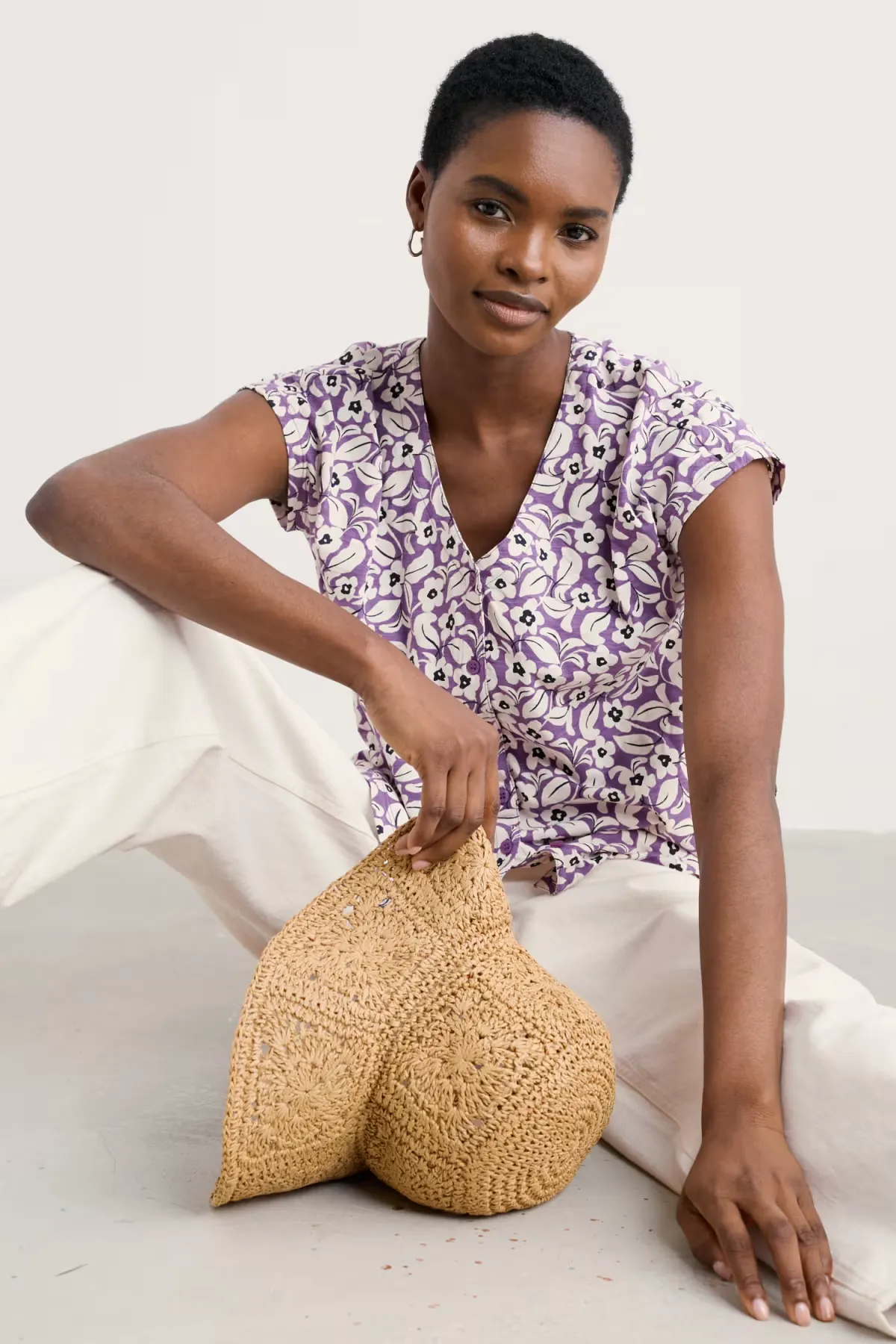 Seasalt Studio Glass V-Neck Jersey Top