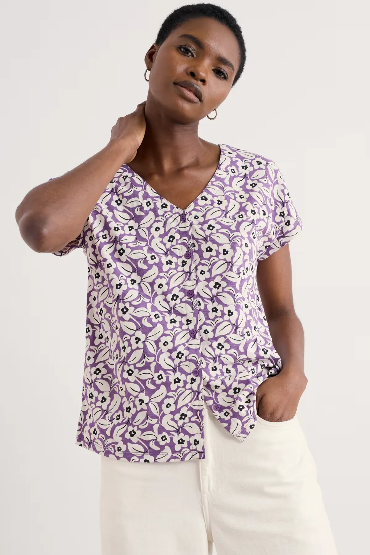 Seasalt Studio Glass V-Neck Jersey Top