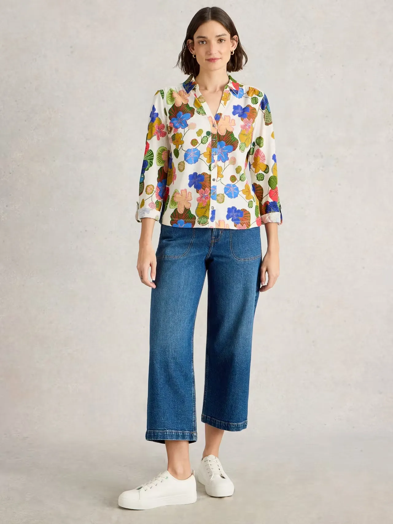 White Stuff Annie Mid-Sleeve Jersey Shirt