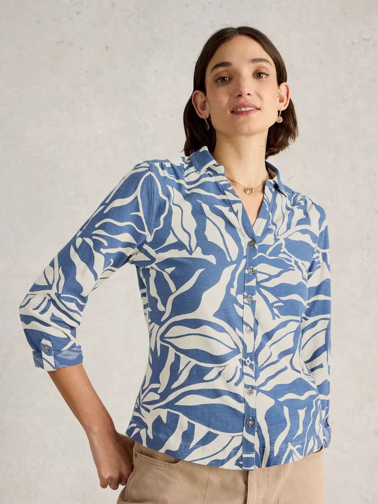 White Stuff Annie Mid-Sleeve Jersey Shirt