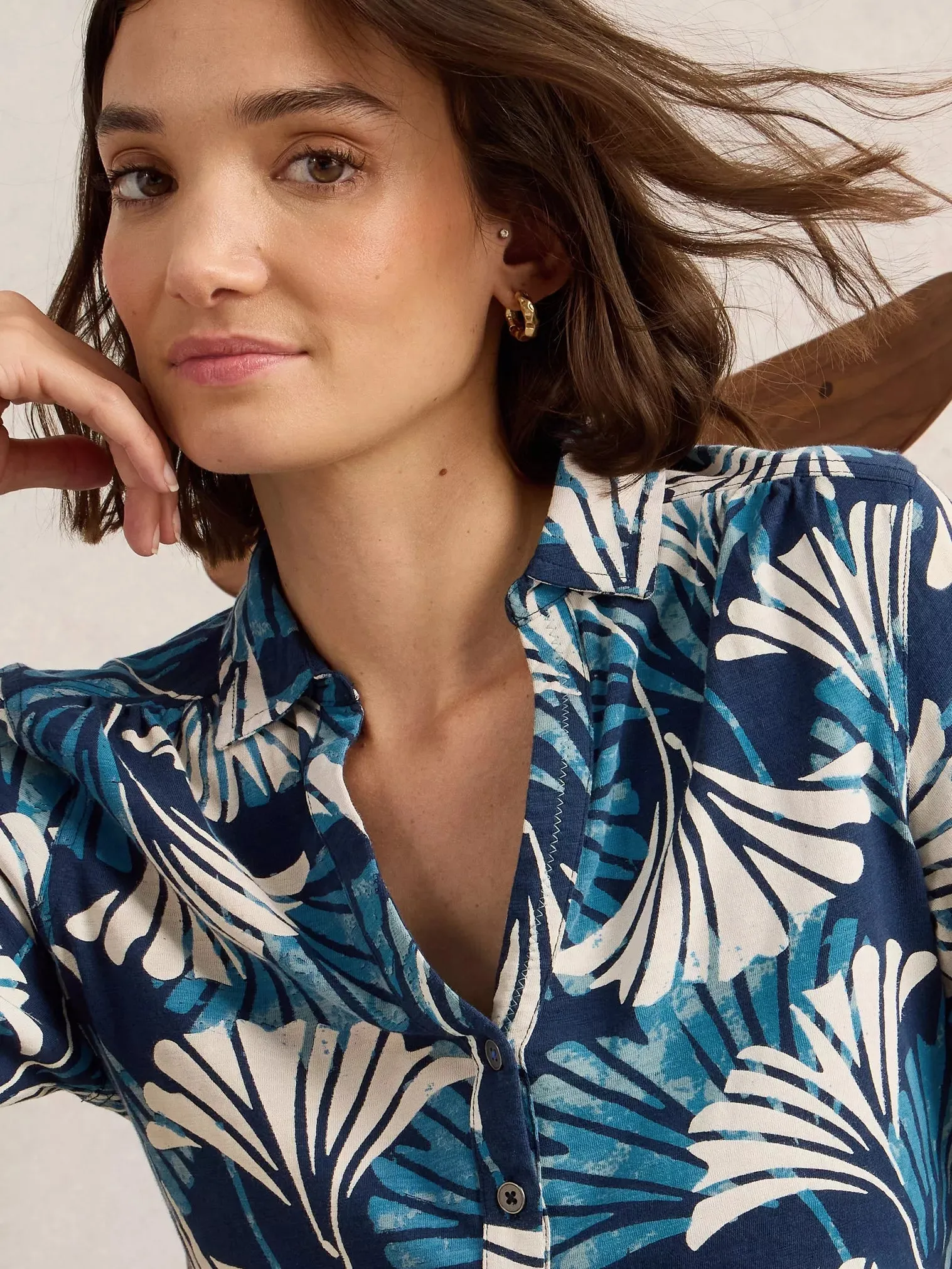 White Stuff Annie Mid-Sleeve Jersey Shirt