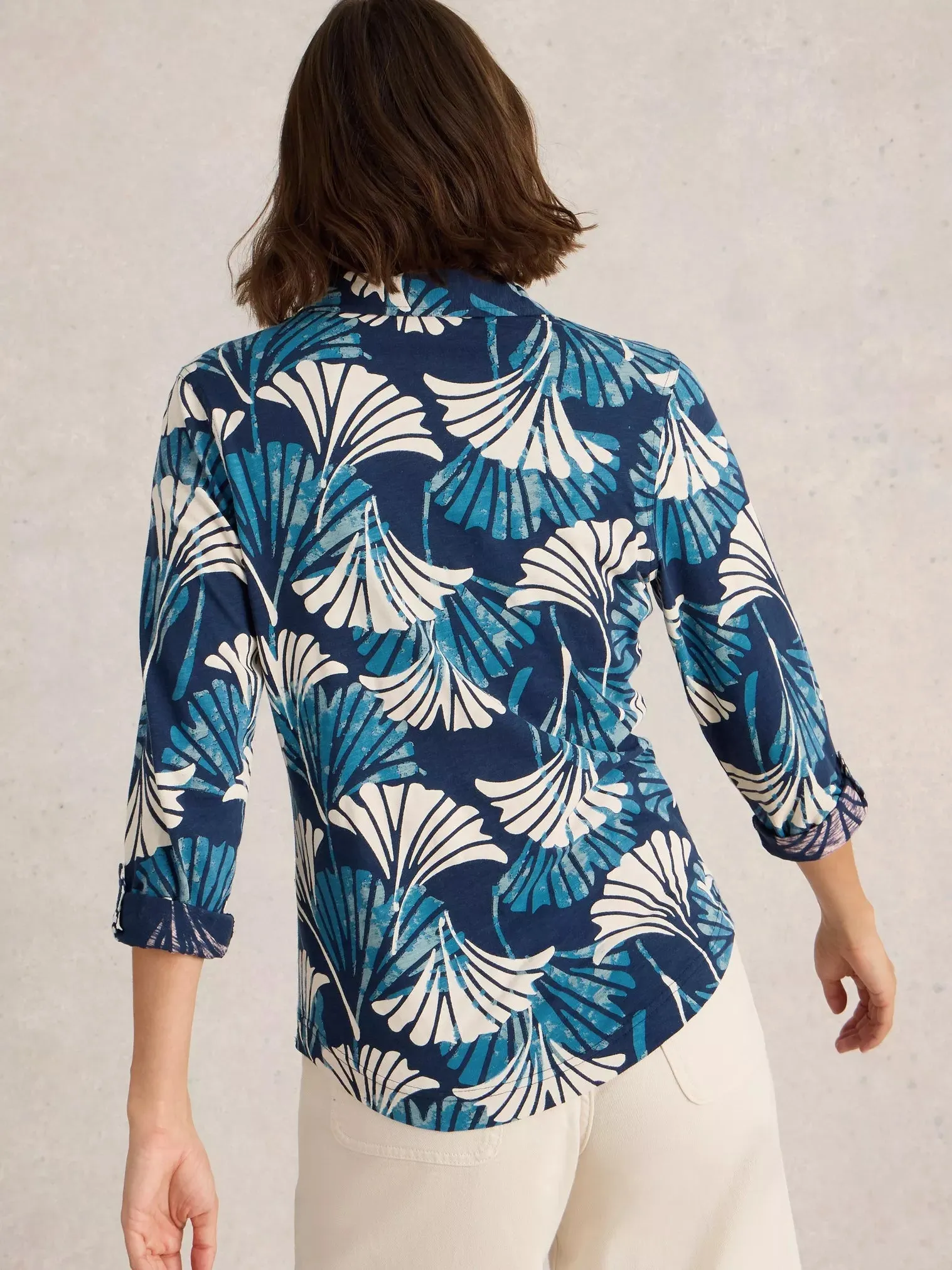 White Stuff Annie Mid-Sleeve Jersey Shirt